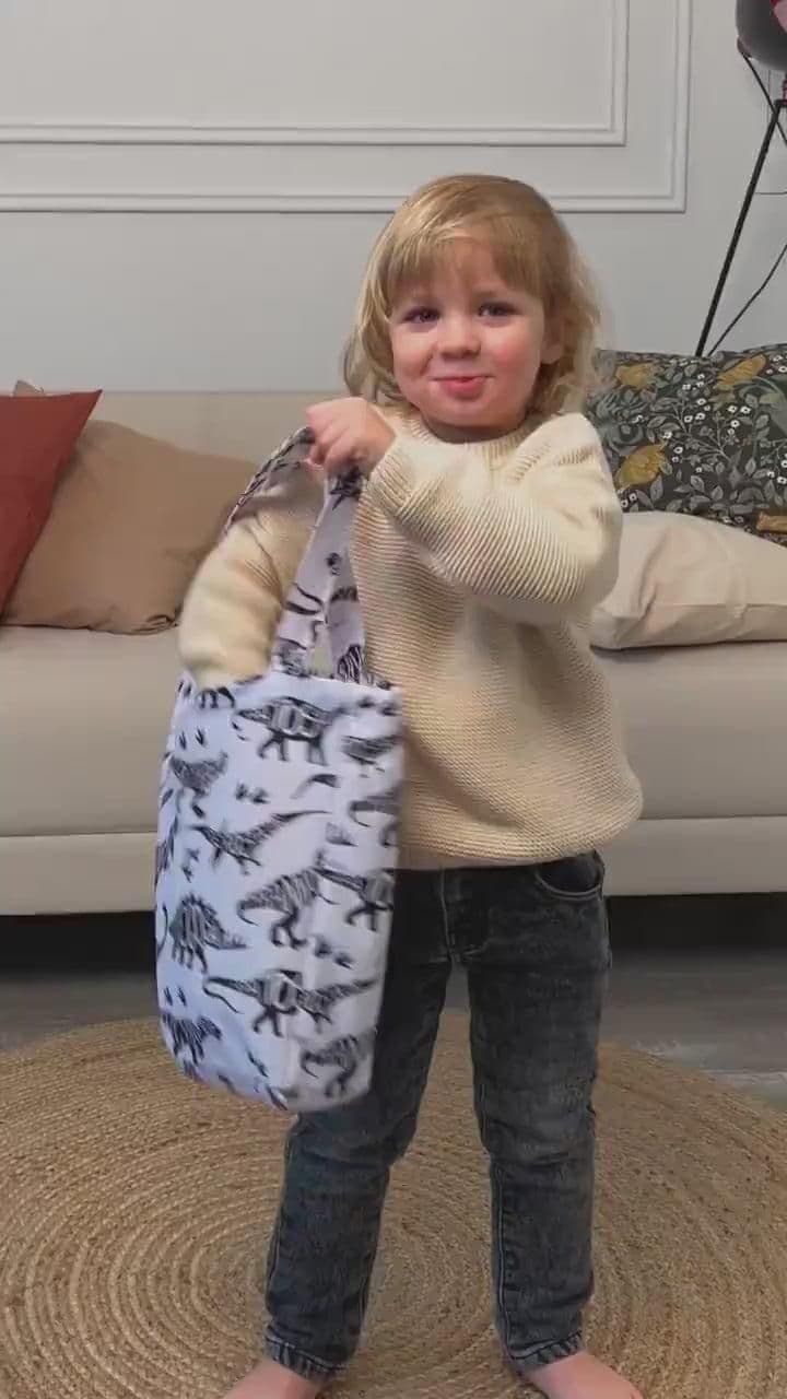 image-Kids Shopper Bag | White Dinosaur Tote | Eco-Friendly Kids Tote | Cute and Durable Totes Bag for Kids