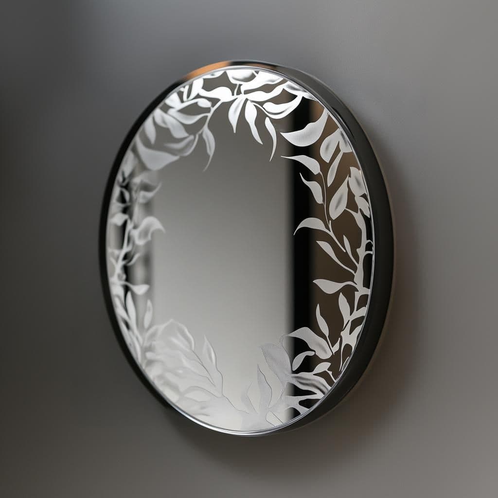 image-Custom Etched Mirror Decal | Personalized Frosted Film Sticker | Decorative Sandblasted Look | Elegant Mirror Art for Home & Office