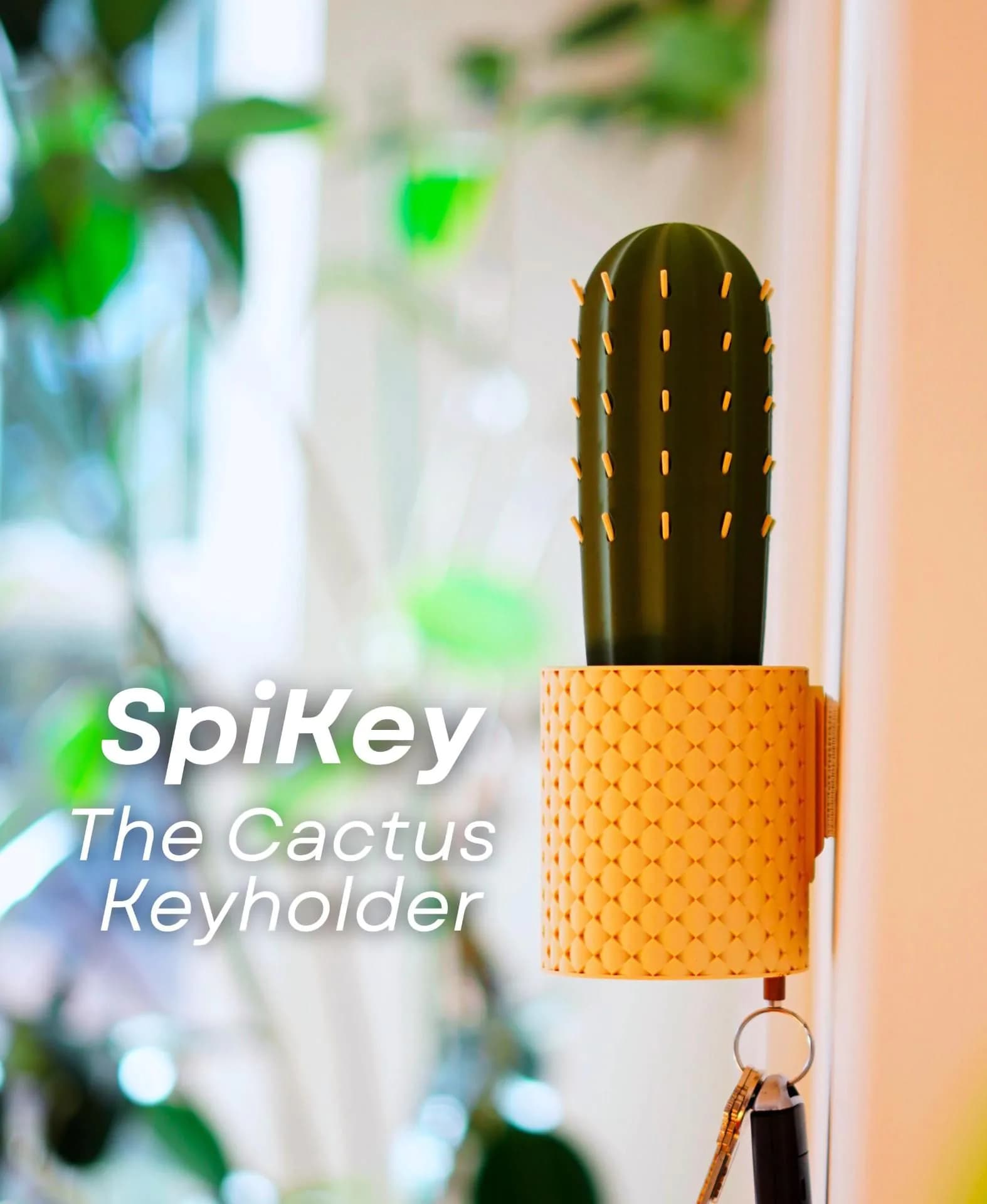 image-SpiKey Cactus Key Holder | Fun Wall Mounted Key Rack | 3D Printed Key Organizer | Unique Entryway Decor | Cool Key Storage Housewarming Gift