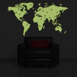 image-Glow In Dark World Map Vinyl Sticker - Night Glowing Wall Art Vinyl Of The Decor Decal Label