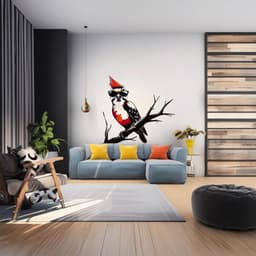 image-Downy Woodpecker Bird in Glasses Wall Sticker Decals - Perfect Room Decor for Nature Lovers