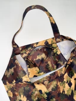 image-Women's Black Shopper Bag with Military Brown Patterns | Large Tote with Wallet | Stylish Durable Travel Bag | Versatile Beach and Gym Bag