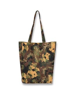 image-Women's Black Shopper Bag with Military Brown Patterns | Large Tote with Wallet | Stylish Durable Travel Bag | Versatile Beach and Gym Bag