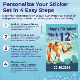 image-Personalized Birthday Wall Decal | Customizable Party Sticker Decoration | Kids Birthday Photo Wall Mural with Name, Age & Date Options *!