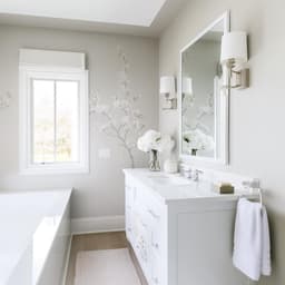 image-Chinoiserie Blossom Wall Decal | Elegant Floral Tree Vinyl Sticker | Light Gray Botanical Mural | Luxury Bathroom & Bedroom Decor