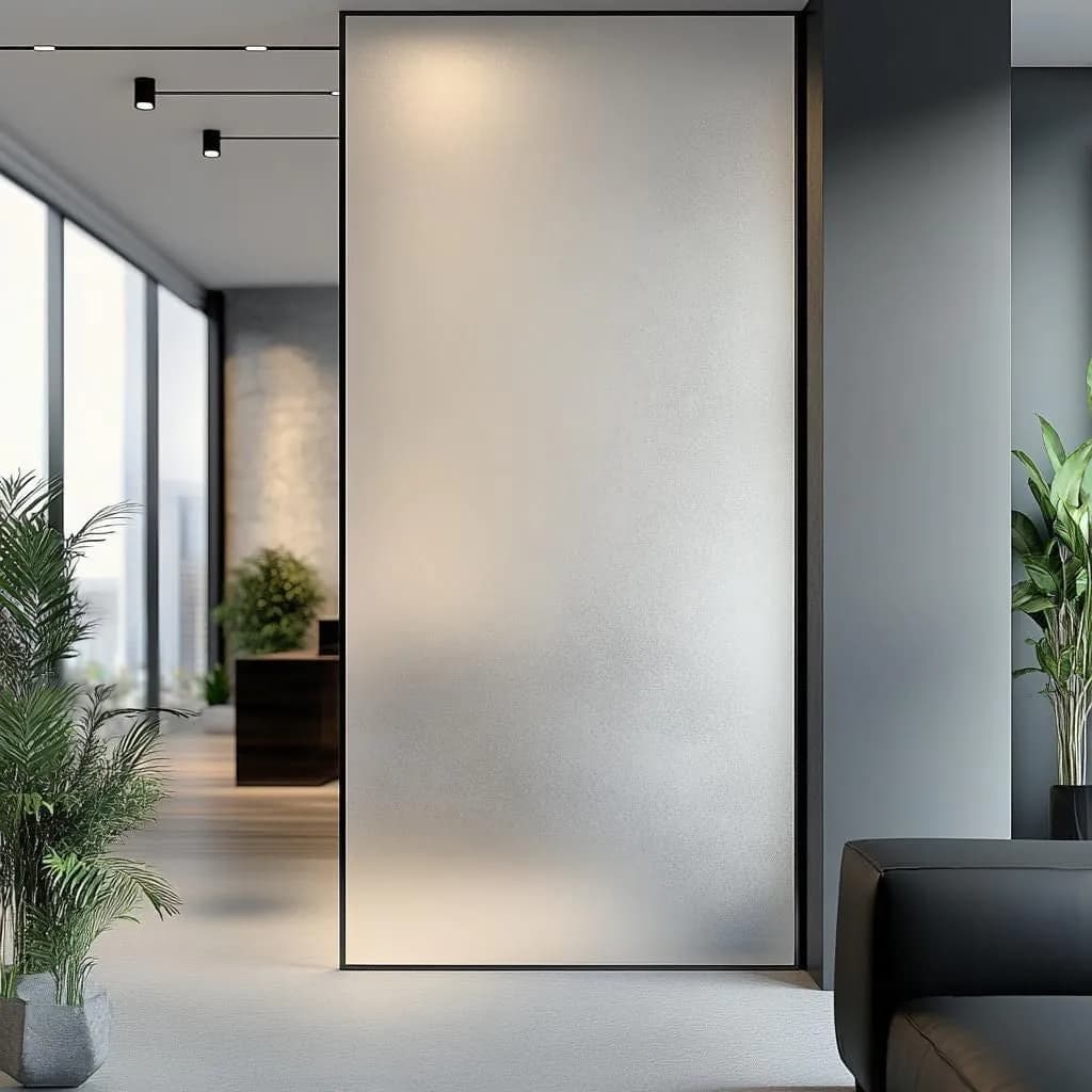 image-Full Frosted Glass Privacy Sticker | Etched Window Film for Office | Frosted Partition Vinyl Decal | Peel & Stick Glass Cover | Window Film