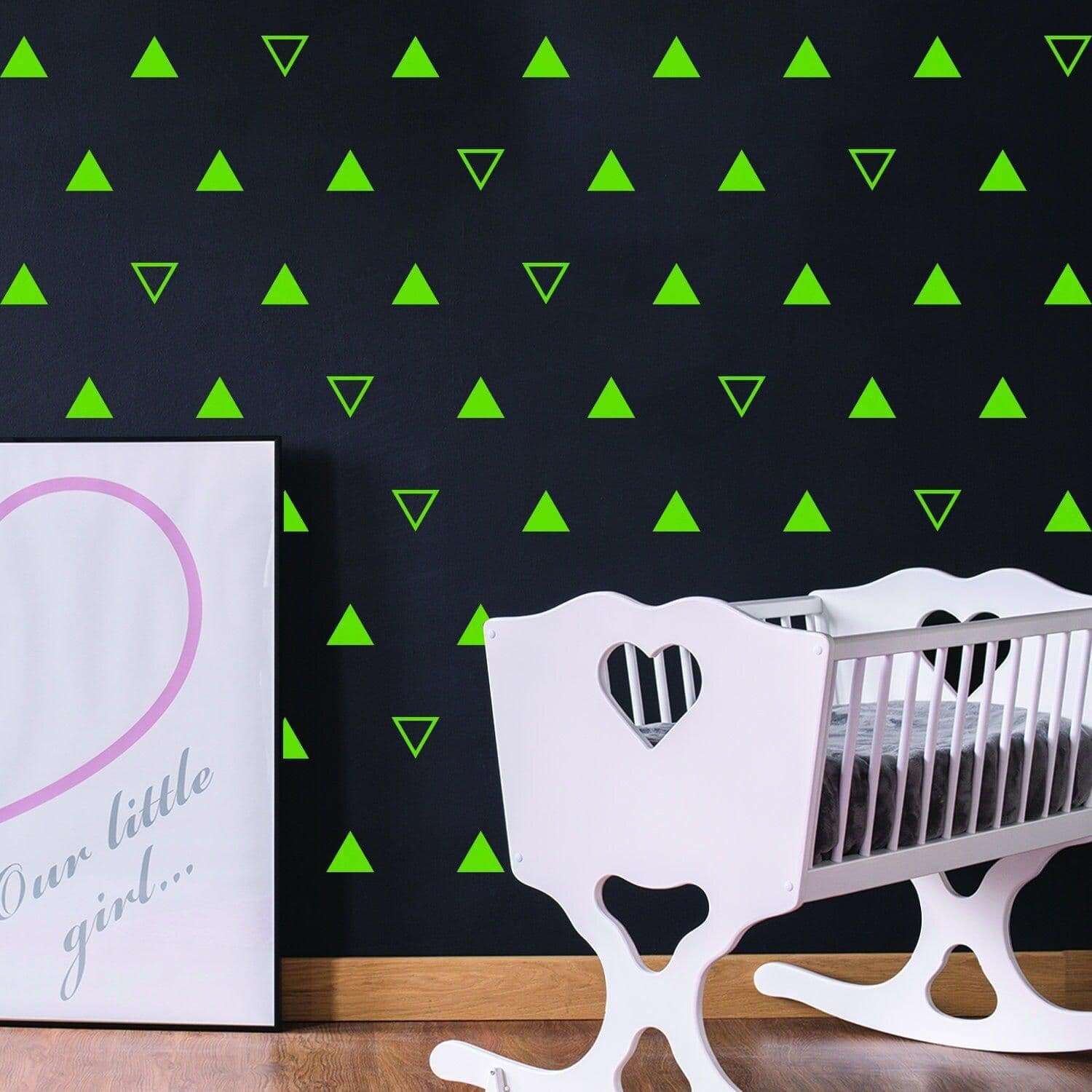 image-40x Triangle Wall Vinyl Decals - Nursery Kids Room Black Stickers For Decor