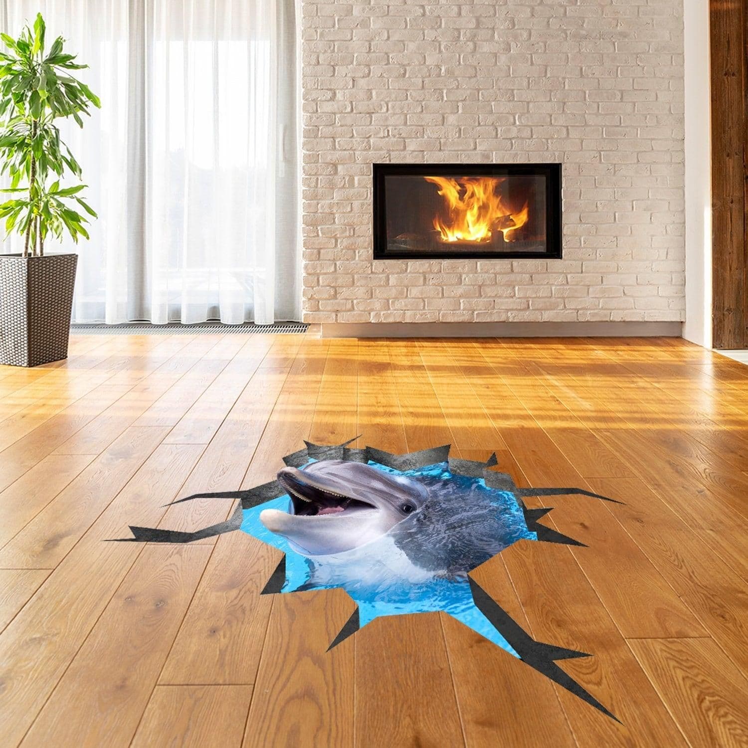 image-3d Dolphin Stickers For Floor - 3d Floor Dolphin Decals Stickers 3d
