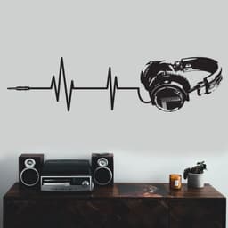 image-Headphone Vinyl Wall Sticker - Music Art Dj Diecut Weatherproof Decal