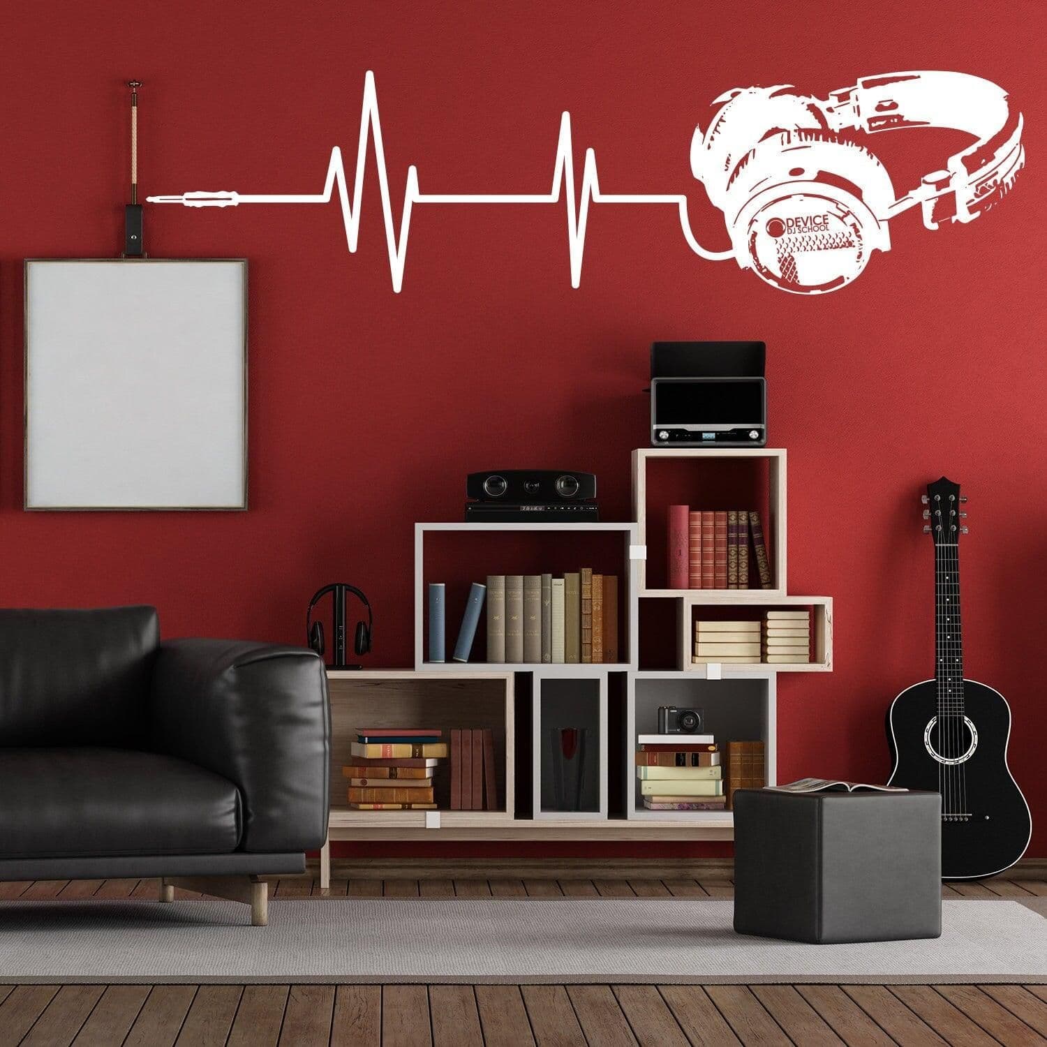 image-Headphone Vinyl Wall Sticker - Music Art Dj Diecut Weatherproof Decal