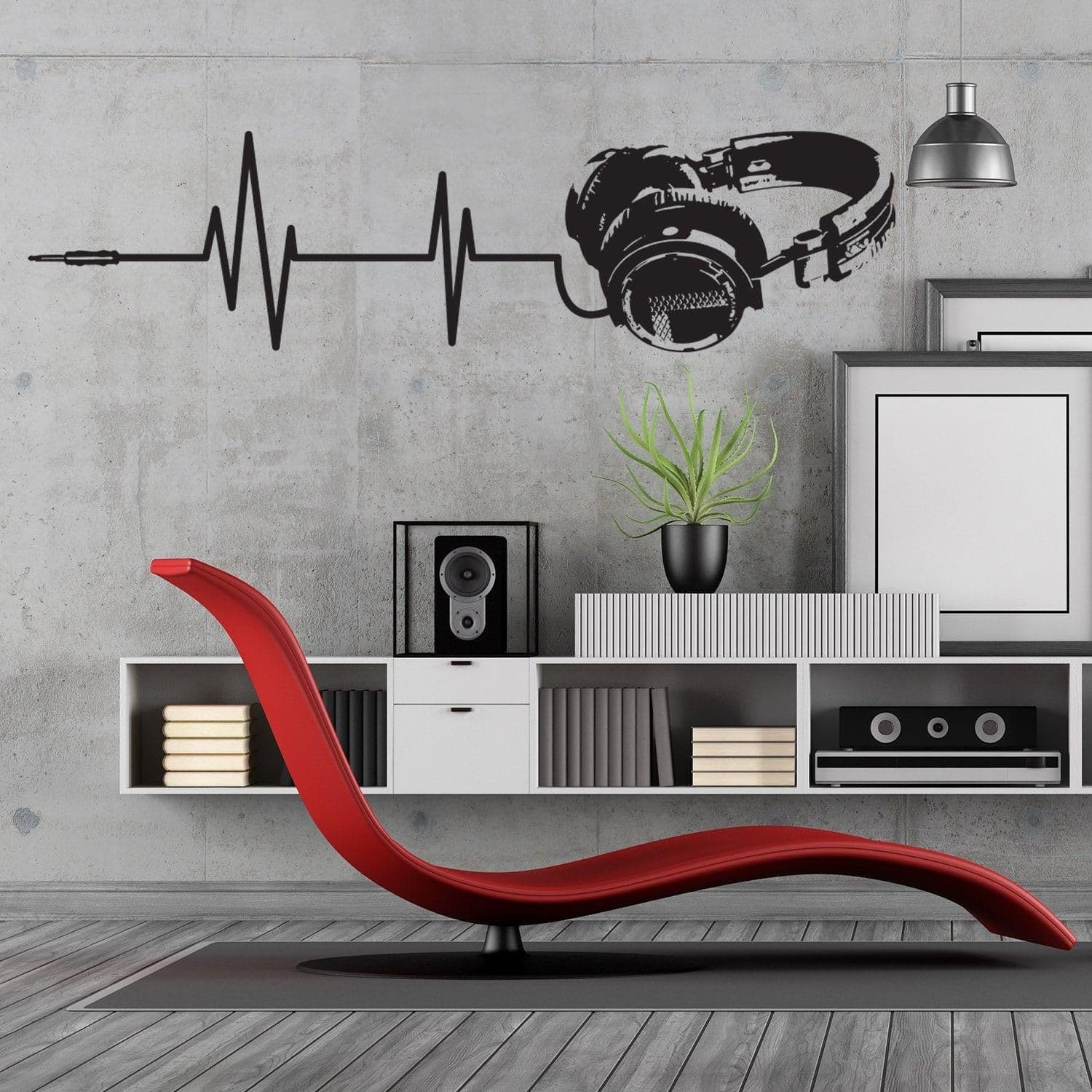 image-Headphone Vinyl Wall Sticker - Music Art Dj Diecut Weatherproof Decal