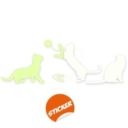 image-Glow In Dark Big Cat Wall Sticker - Furry Kitten Cute Kitty Vinyl Pet Silhouette Decal