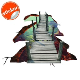 image-3d Space Bridge Floor Vinyl Decal - Bathroom Living Room Flooring Galaxy Decals Stick Peel Decor Stickers Decoration Kids Classroom Sticker
