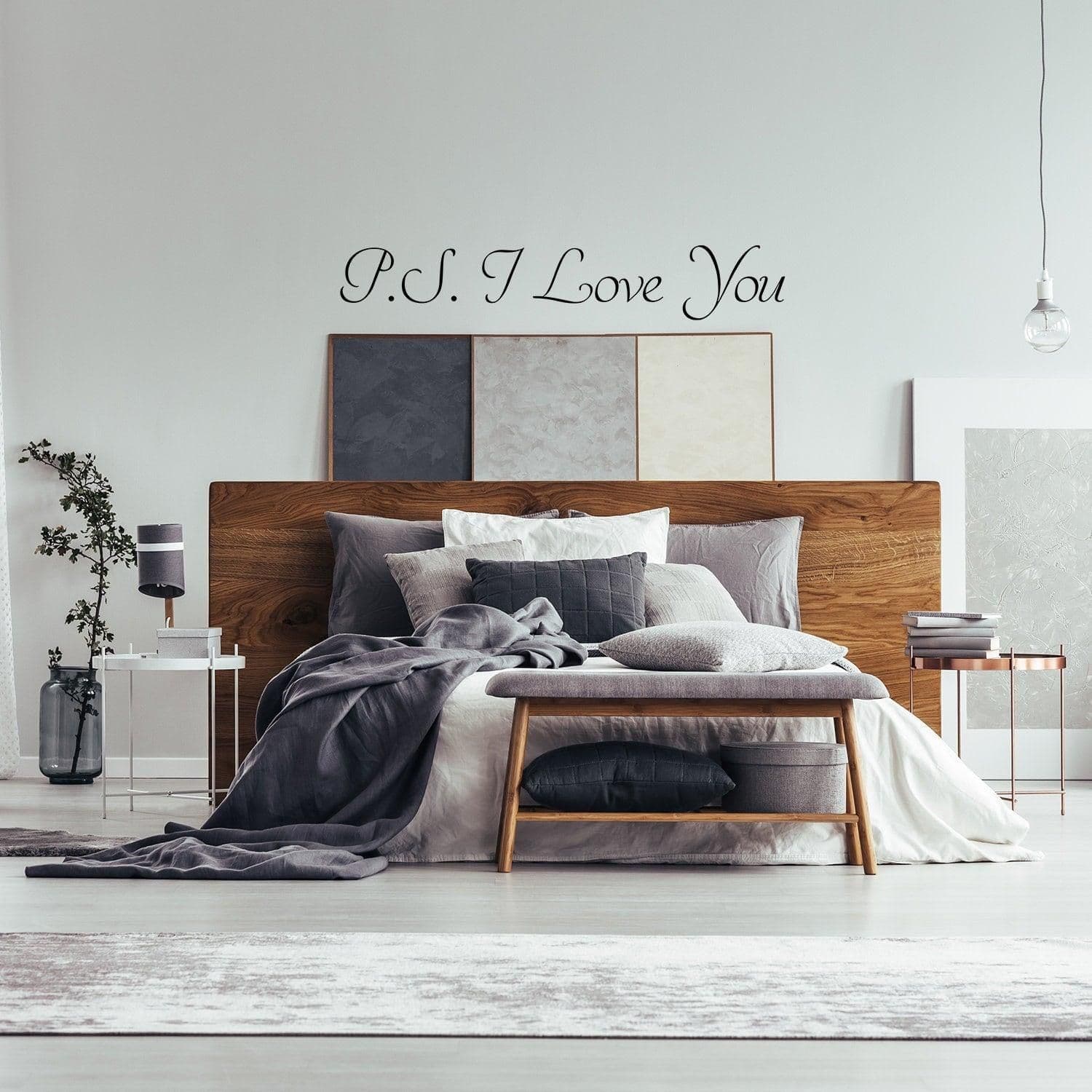 image-Ps I Love You Wall Sticker - Romantic Bedroom Quote Decor Art Vinyl Decal