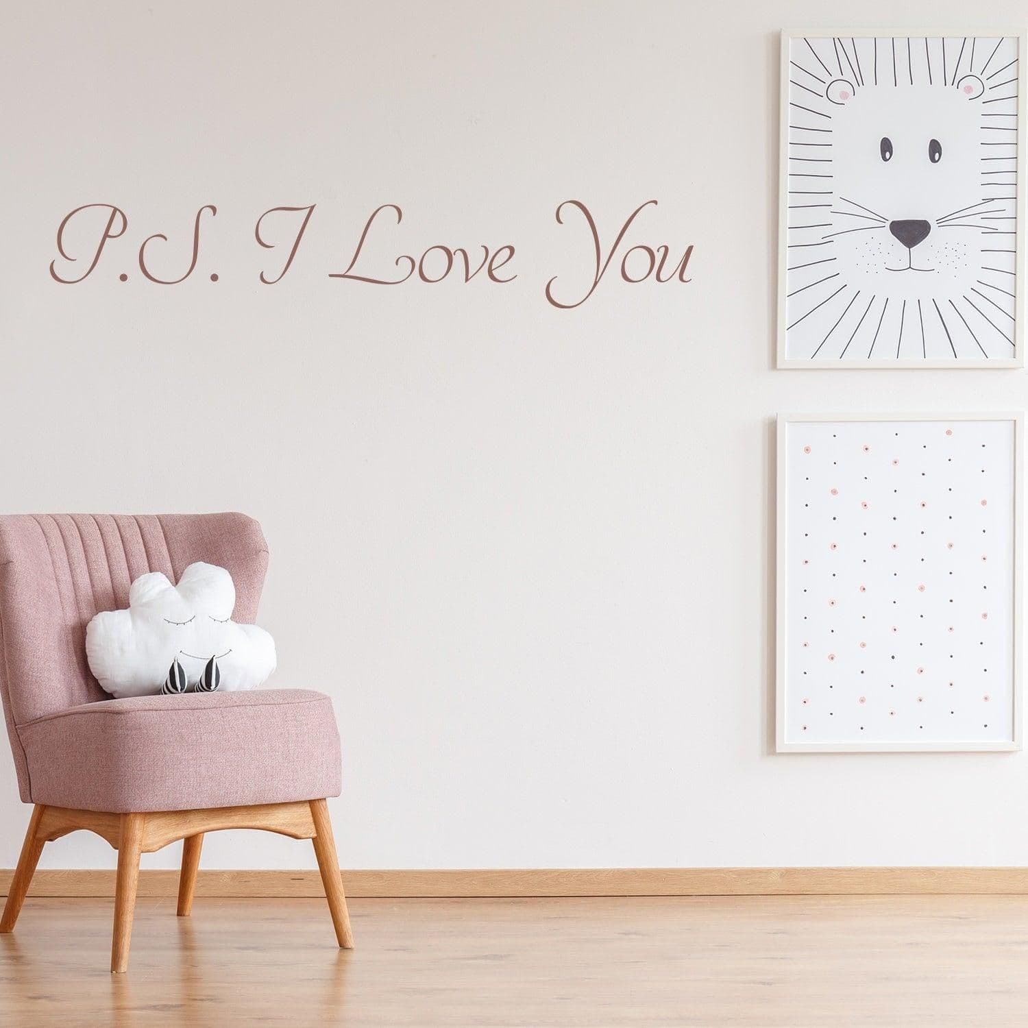 image-Ps I Love You Wall Sticker - Romantic Bedroom Quote Decor Art Vinyl Decal