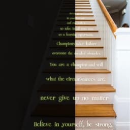 image-Believe In Yourself Stair Glow In Dark Vinyl Sticker - Night Glowing Motivation Love Home Quote Decal