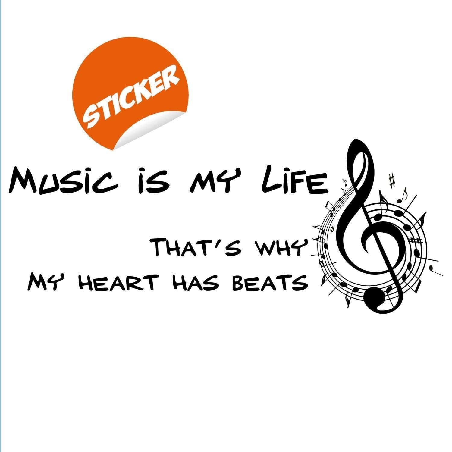 image-Music Is My Life Wall Sticker - Note Quote Gift Decor Art Vinyl Decal