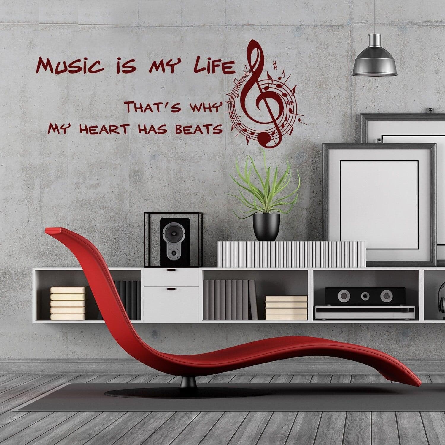 image-Music Is My Life Wall Sticker - Note Quote Gift Decor Art Vinyl Decal