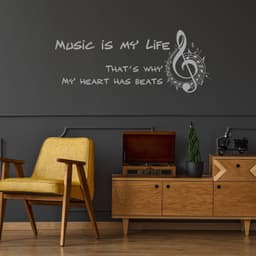 image-Music Is My Life Wall Sticker - Note Quote Gift Decor Art Vinyl Decal