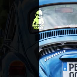 image-Glow In Dark Baby On Board Funny Car Vinyl Sticker - Night Glowing Child Kid Inside Safety Window Decal