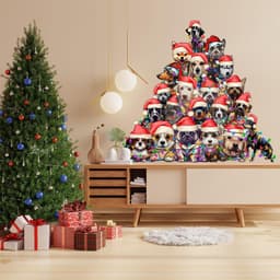 image-Funny Christmas Tree Wall Vinyl Decal - Large Dogs Sticker Decoration Living Kids Room
