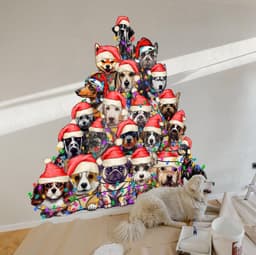 image-Funny Christmas Tree Wall Vinyl Decal - Large Dogs Sticker Decoration Living Kids Room