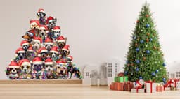 image-Funny Christmas Tree Wall Vinyl Decal - Large Dogs Sticker Decoration Living Kids Room