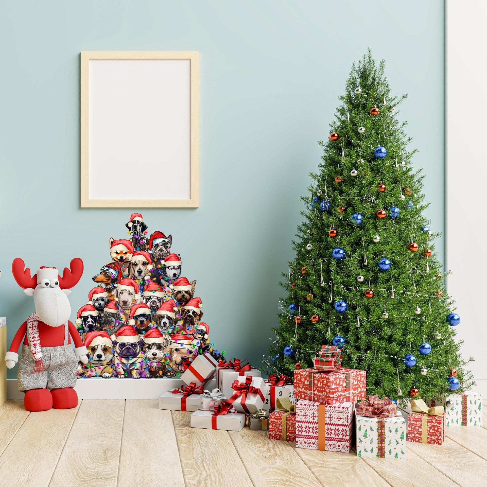 image-Funny Christmas Tree Wall Vinyl Decal - Large Dogs Sticker Decoration Living Kids Room