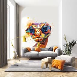 image-Vibrant Watercolor Orange Snake Sticker Decals with Glasses - Easy-to-Apply & Repositionable Room Decor