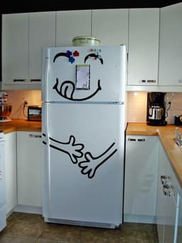 image-Funny Happy Face Refrigerator Decal - Fridge Door Smile Vinyl Sticker For Kitchen Decor