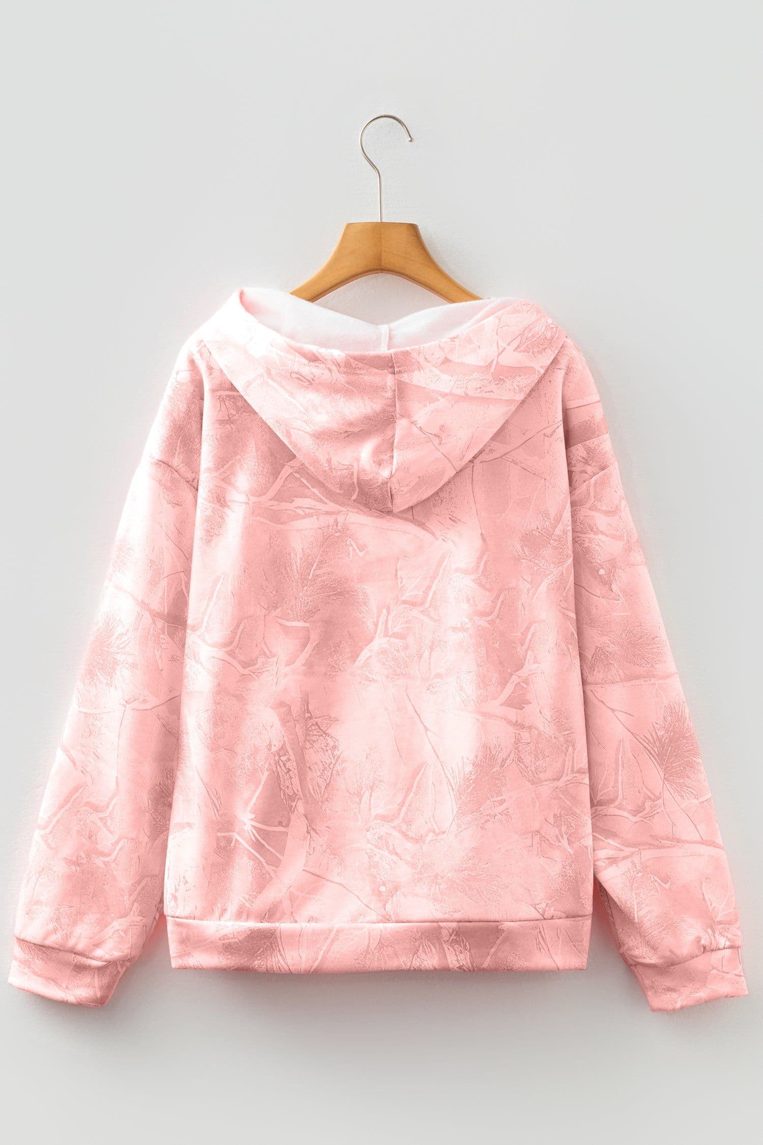 image-Beige Camouflage Woodland Print Oversized Sporty Hoodie