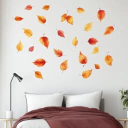 image-Autumn Leaves Wall Decal | Set of 25 Fall Leaf Stickers | Removable Seasonal Wall Art for Bedroom, Living Room, or Office Decor