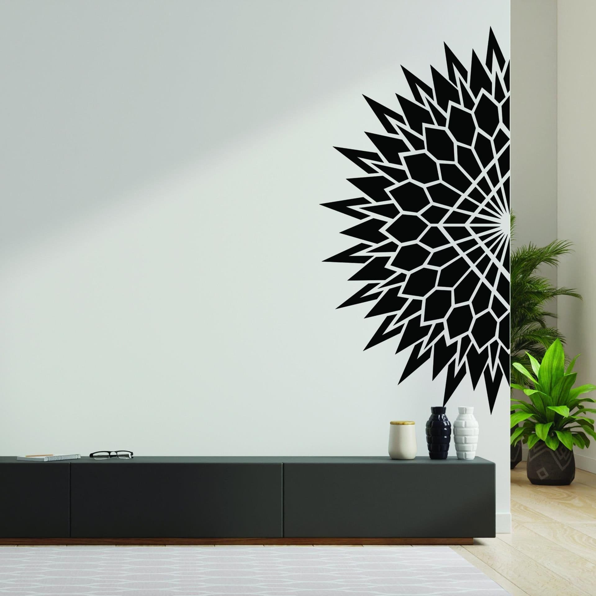 image-Half Geometric Mandala Wall Corner Decal - Modern Living Room Vinyl Art