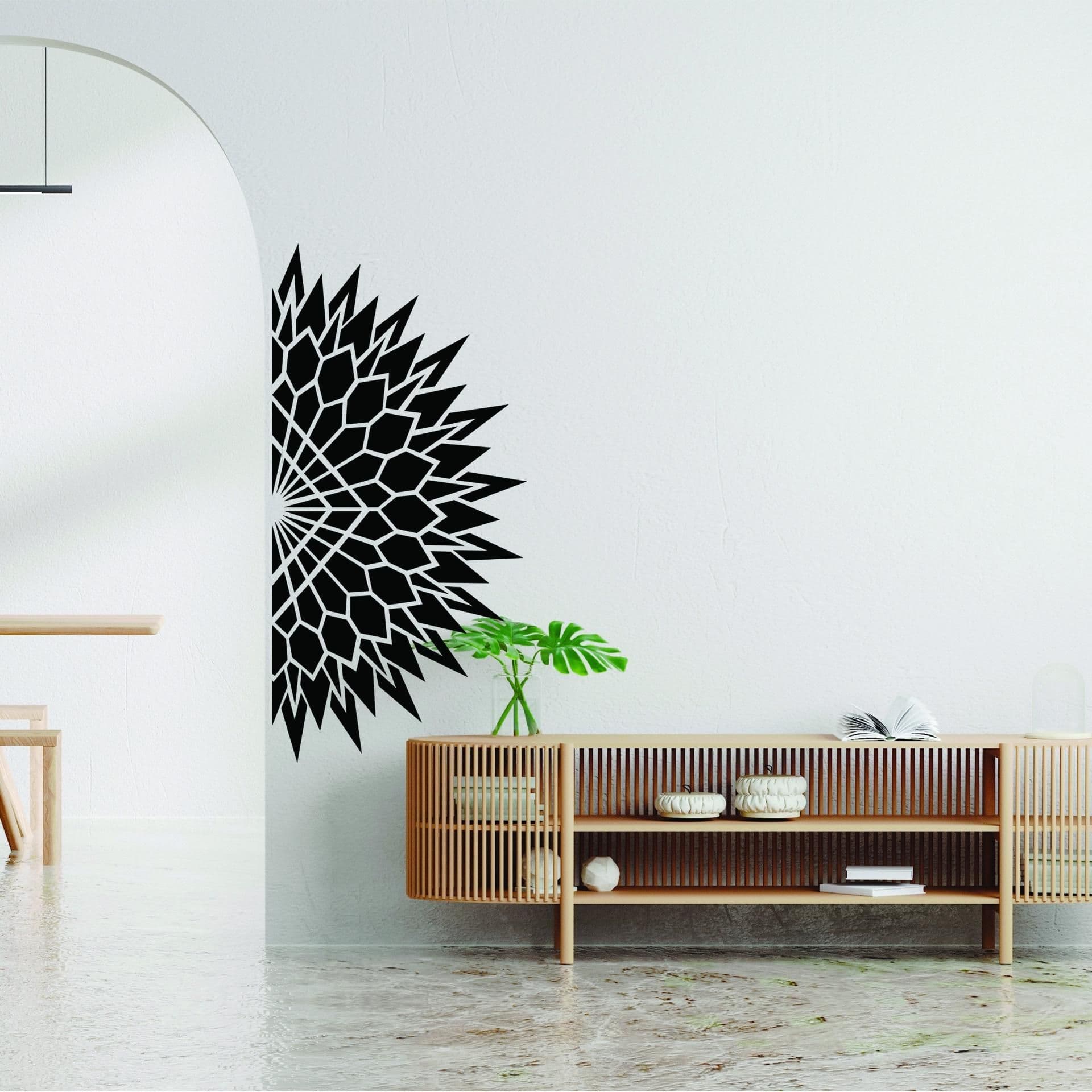 image-Half Geometric Mandala Wall Corner Decal - Modern Living Room Vinyl Art