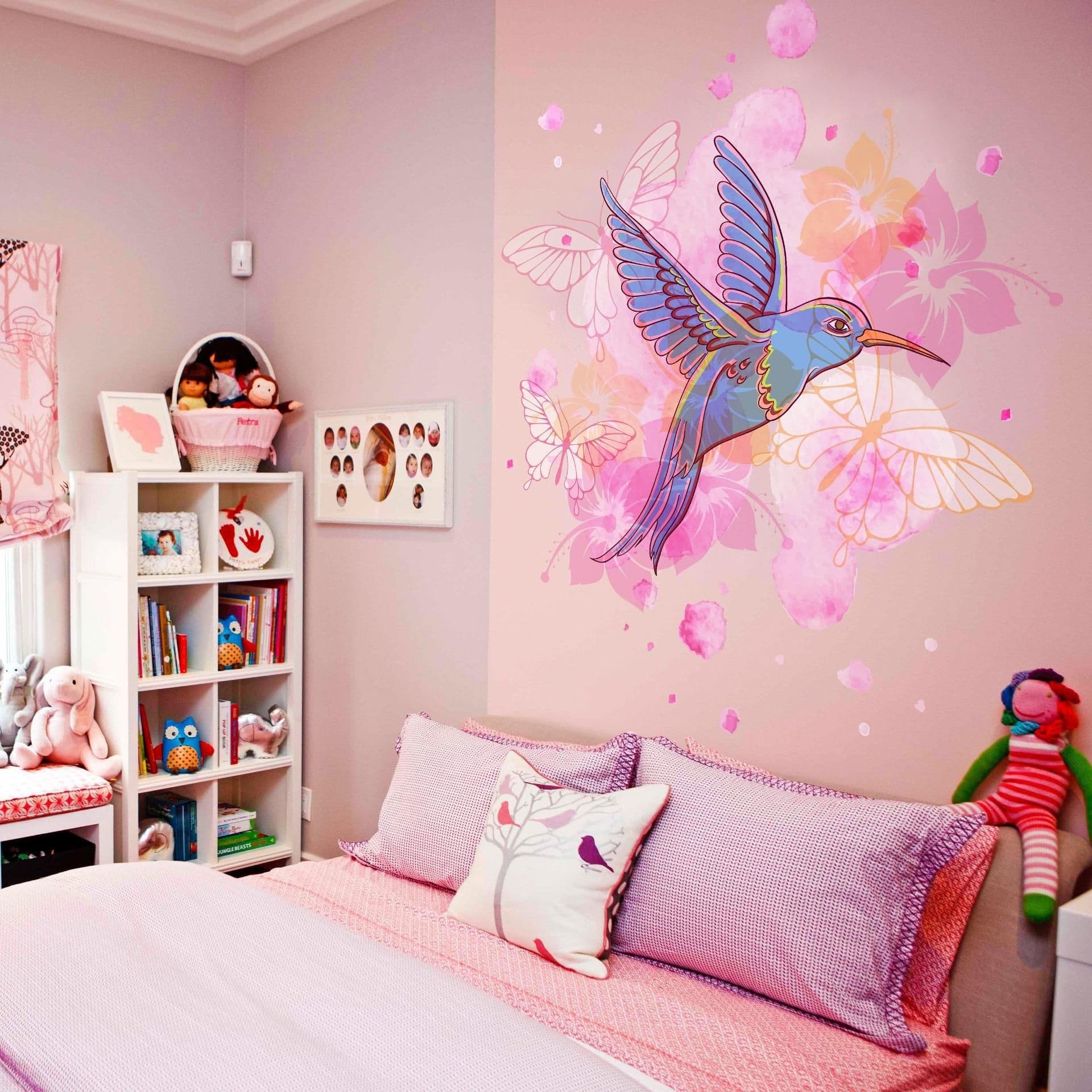 image-Hummingbird Wall Vinyl Sticker - Colibri Art Decor Humming Bird Cute Colorful Home Decal Gift