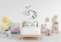 image-Sleeping Animal Nursery Wall Sticker - Sweet Dreams Cloud Kid Baby Room Decor Decal