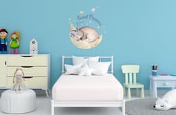 image-Sleeping Animal Nursery Wall Sticker - Sweet Dreams Cloud Kid Baby Room Decor Decal