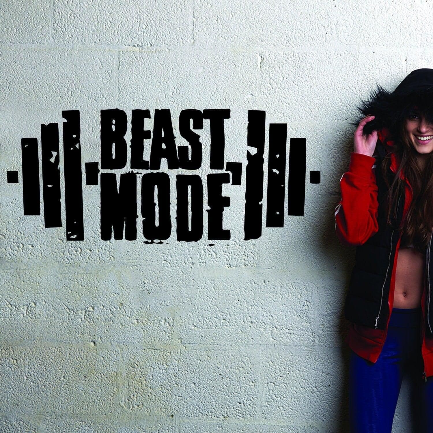 image-Fitness Gym Wall Workout Decor Vinyl Decal - Inspirational Motivational Sports Stickers Quotes For Exercise Room Beast Mode Sticker Decals