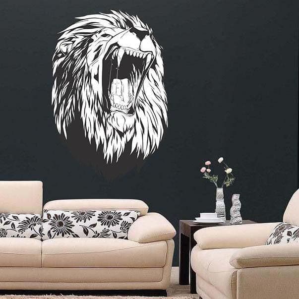 image-Lion Head Wall Decal Decor - Large Wild Lions Vinyl Sticker For Bedroom Living Room Decor