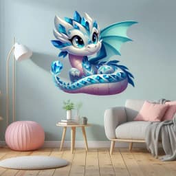 image-Cute Baby Dragon Wall Decal - Colorful Fantasy Creature Sticker