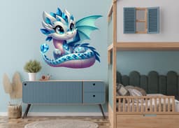 image-Cute Baby Dragon Wall Decal - Colorful Fantasy Creature Sticker