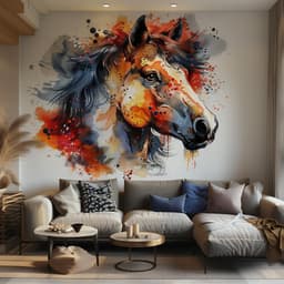 image-Watercolor Horse Head Wall Sticker Decal - Vibrant Artistic Animal Decor