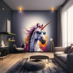 image-Photorealistic Unicorn Wall Sticker - Bold Vibrant Unicorn with Sunglasses Decal