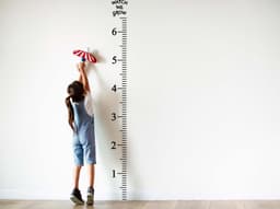 image-Growth Chart Ruler Vinyl Wall Decal - DIY Child Height Measure 6.5 ft with 27x White Arrow Stickers