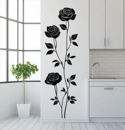 image-Three-Rose Wall Decal Sticker | Elegant Floral Wall Art | Removable Flower Wall Sticker for Kitchen Bedroom Living Room | Modern Wall Decor