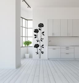 image-Three-Rose Wall Decal Sticker | Elegant Floral Wall Art | Removable Flower Wall Sticker for Kitchen Bedroom Living Room | Modern Wall Decor