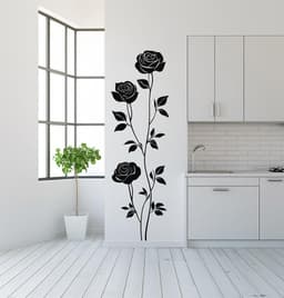 image-Three-Rose Wall Decal Sticker | Elegant Floral Wall Art | Removable Flower Wall Sticker for Kitchen Bedroom Living Room | Modern Wall Decor