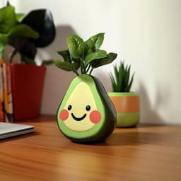 image-Cute Avocado Planter with Smiley Face | Fun Desk Plant Pot | Indoor Succulent Holder | Whimsical Home Decor | Plant Lover Gift