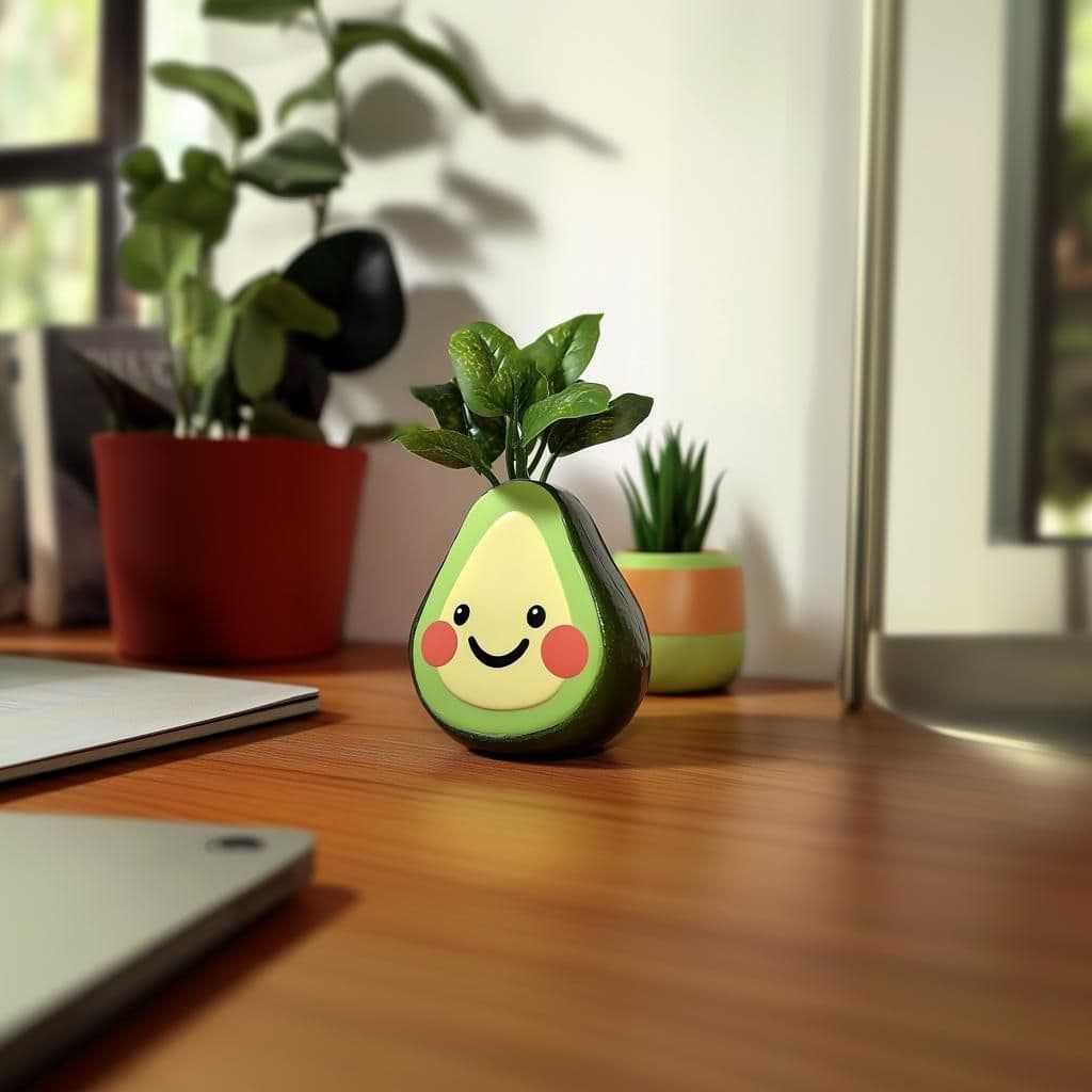 image-Cute Avocado Planter with Smiley Face | Fun Desk Plant Pot | Indoor Succulent Holder | Whimsical Home Decor | Plant Lover Gift