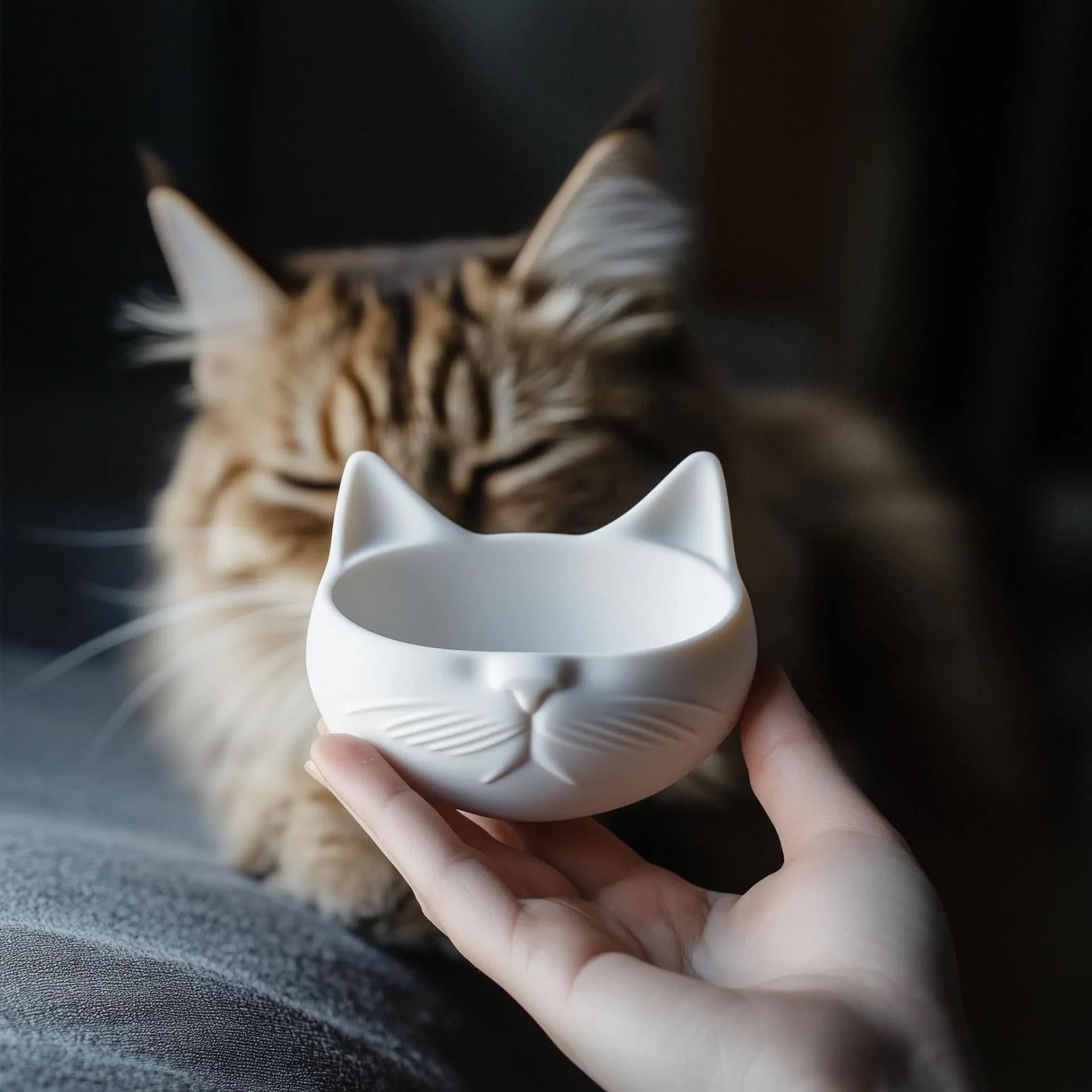 image-3D Printed Cat Bowl | Cute Kitty Food Dish | Modern Cat Feeder | Small Pet Water Bowl | Friendly Cat Dish | Unique Pet Gift Accessories